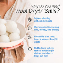 6 Wool Dryer Balls + Detergent Strips