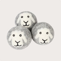 3-Pack Smiling Sheep Hand-Felted Wool Dryer Balls