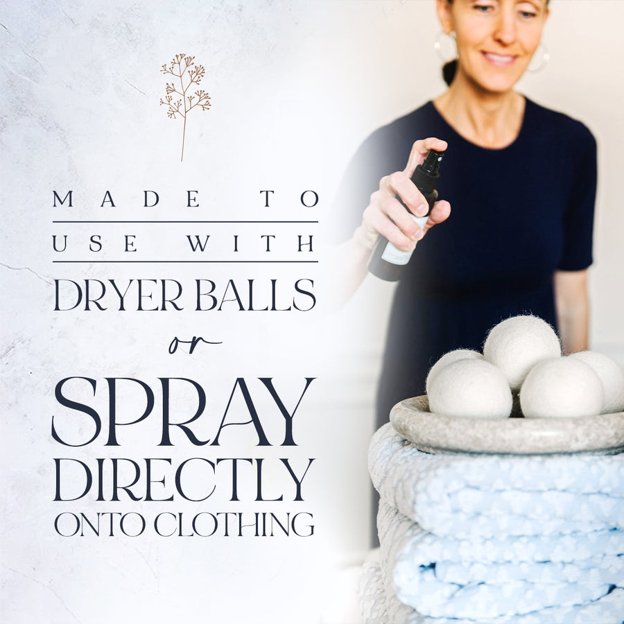 Essential Oil DIY Laundry Spray for Organic Dryer Balls Made in Canada 