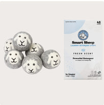 6 Wool Dryer Balls + Detergent Strips